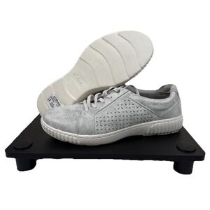 Clark's Women's Caroline Ella Lace-Up Slip-On Sneakers Silver Metallic 10 W Nwob
